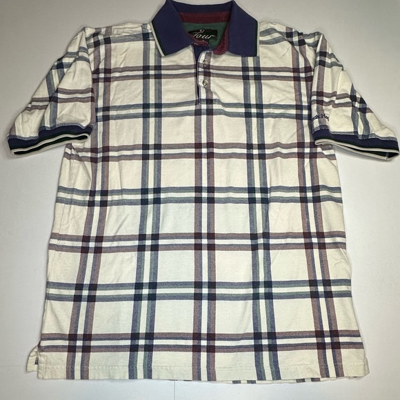 Duck Head Other - Duck Head Polo Shirt Mens Medium White Blue Plaid Short Sleeve Golf Tour Vintage